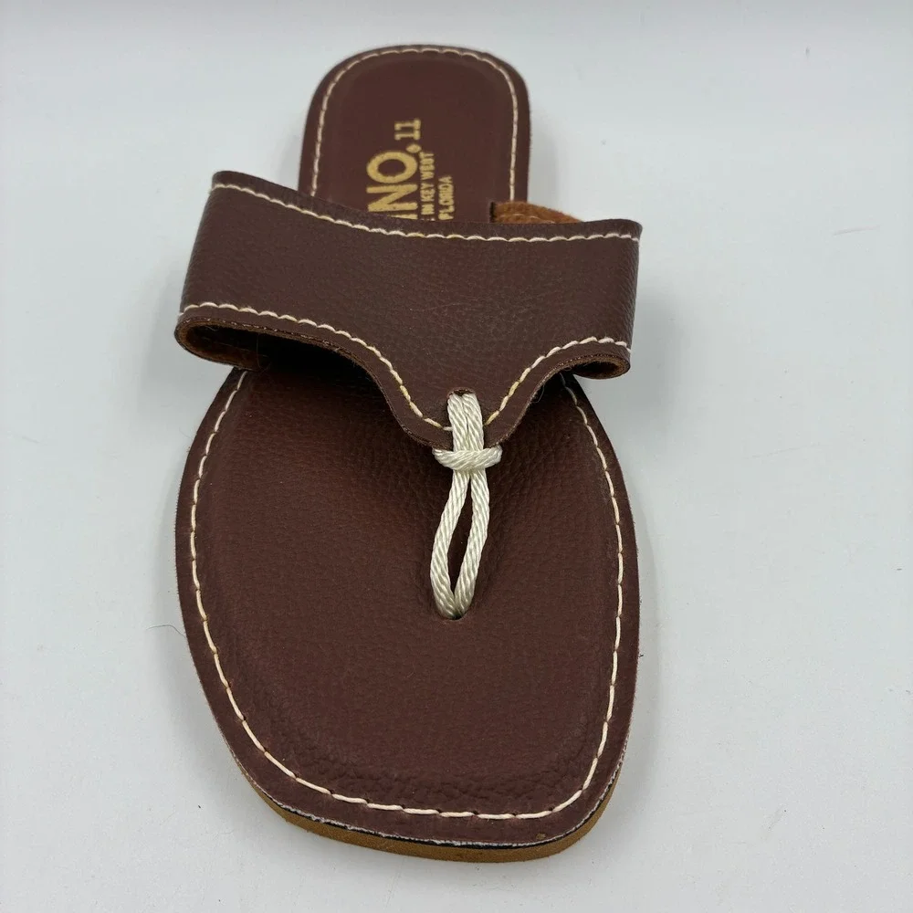 Kino Key West Florida Brown Leather Rope Thong Sandals Mens 11 Handmade Slides
